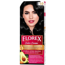 Стійка крем-фарба для волосся Florex Super Кератин 1.0 Чорний 110 мл