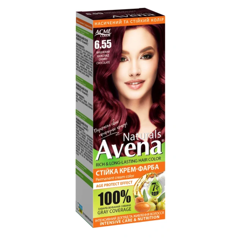 Стійка крем-фарба для волосся AVENA Naturals 6.55 Cherry Chocolate 115 мл
