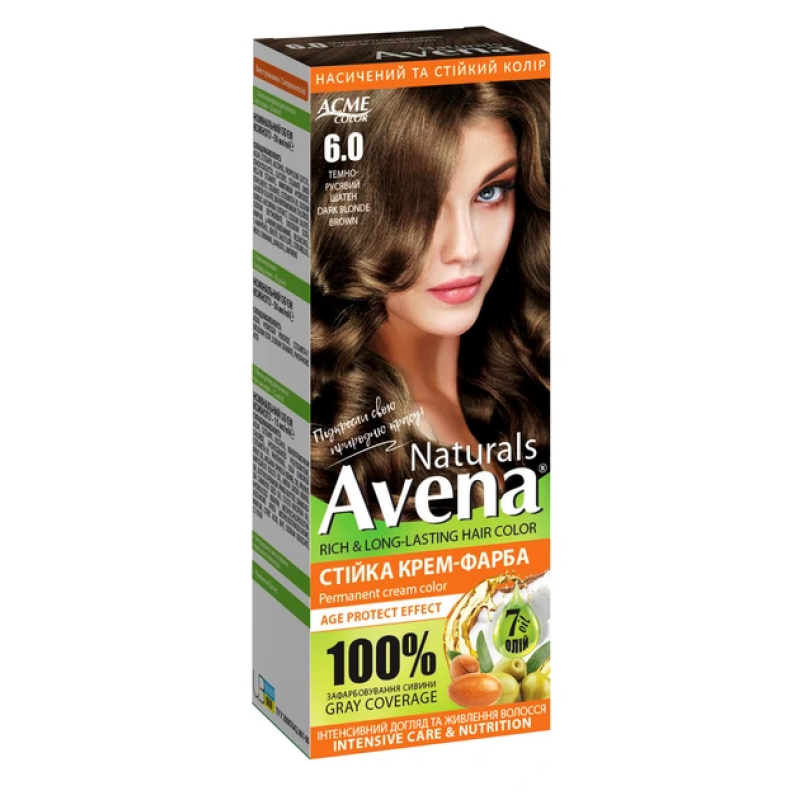 Стійка крем-фарба для волосся AVENA Naturals 6.0 Dark Blonde Brown 115 мл
