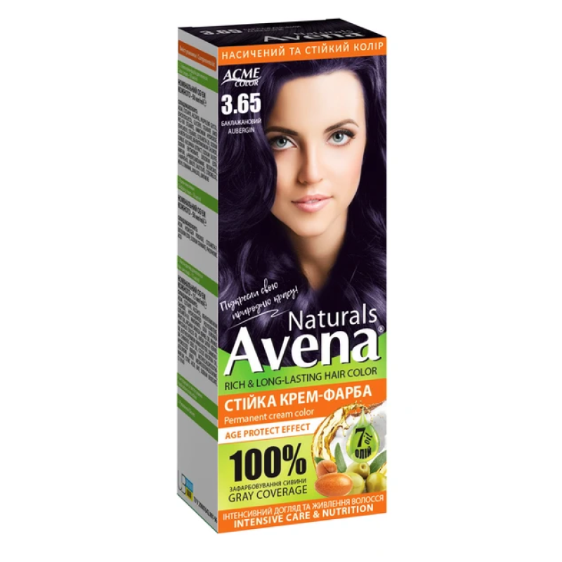 Стійка крем-фарба для волосся AVENA Naturals 3.65 Aubergin 115 мл