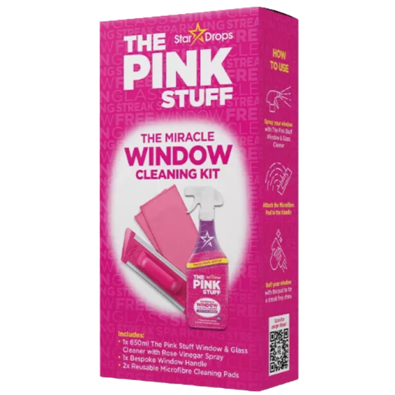 Набір для миття вікон Pink Stuff (салфетка + щітка + рідина)