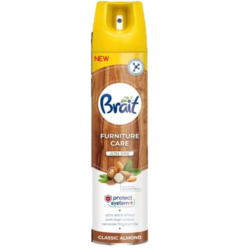 Поліроль для меблів Brait аерозоль almond 350 мл Поліроль для меблів Brait аерозоль almond 350 мл
