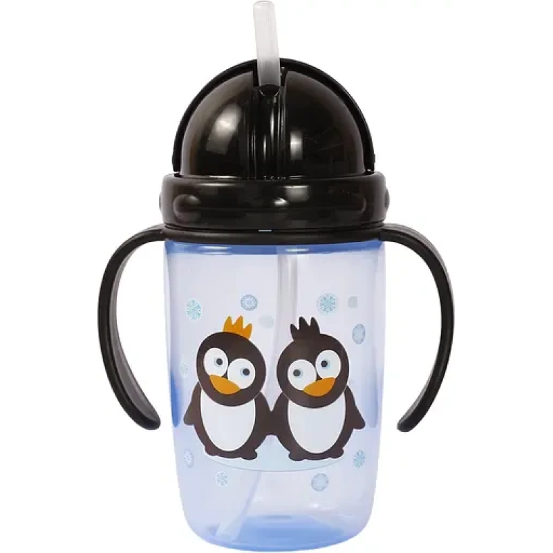 Поїльник-непроливайка Курносики з ручками із силіконовою соломинкою 360 мл блакитний