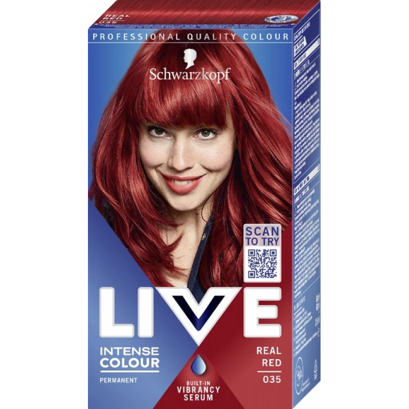 Стійка крем-фарба для волосся Schwarzkopf Live Intense Colour Real Red 035 Стійка крем-фарба для волосся Schwarzkopf Live Intense Colour Real Red 035
