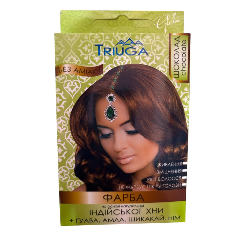 Натуральна фарба для волосся на основі хни Triuga Herbal шоколад 25 г