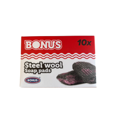 Губка з милом для чищення каструль і сковорідок Bonus steel wool soap pad 10 шт.